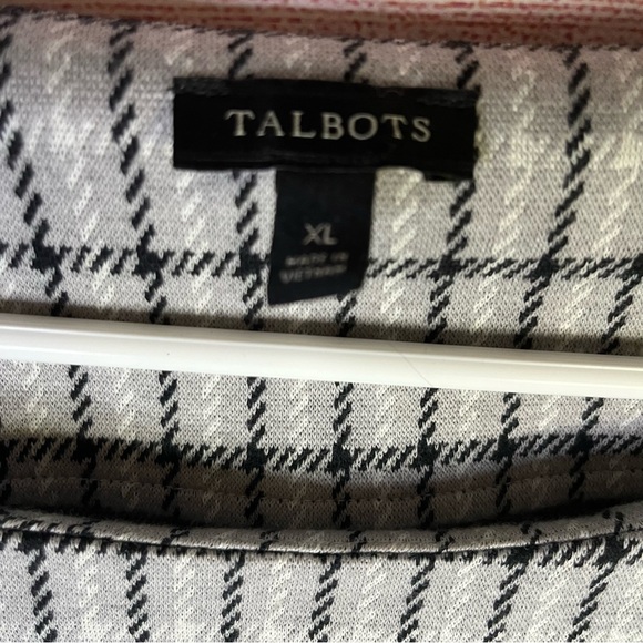 Talbots Gray Black White Jacquard Bow Detailed Long SleevesTop Size XL - Picture 3 of 6